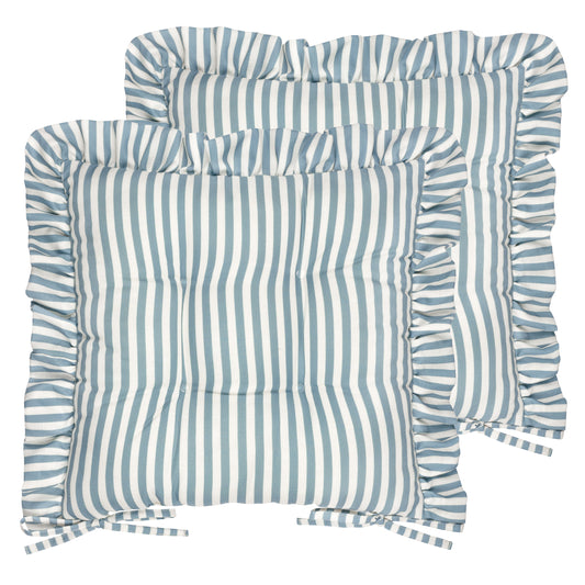 MILLIE RUFFLE 2 PACK 40X40 SEAT PADS BLUE
