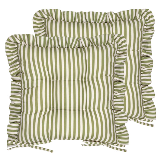MILLIE RUFFLE 2 PACK 40X40 SEAT PADS GREEN