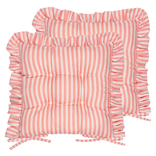 MILLIE RUFFLE 2 PACK 40X40 SEAT PADS PINK