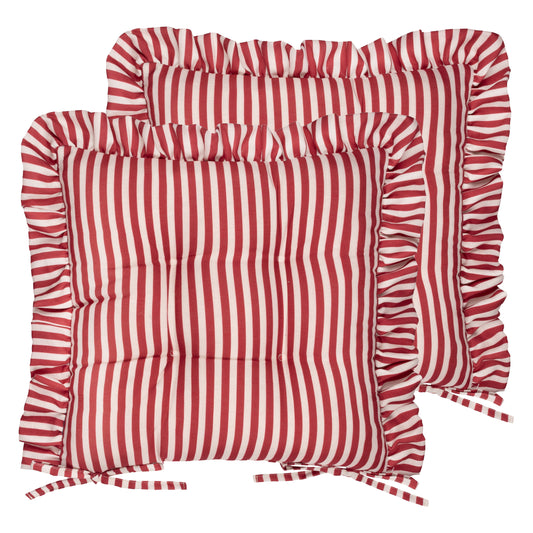 MILLIE RUFFLE 2 PACK 40X40 SEAT PADS RED