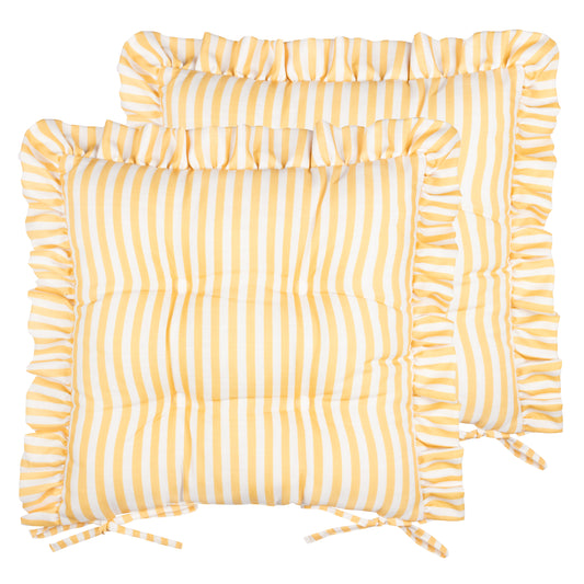 MILLIE RUFFLE 2 PACK 40X40 SEAT PADS YELLOW