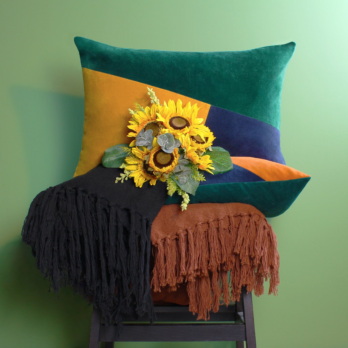 MORELLA 40X60 CUSHION CASE EMERALD/OCHRE/NAVY