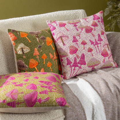 MUSHROOM FIELDS 45X45 CUSHION CASE GREEN