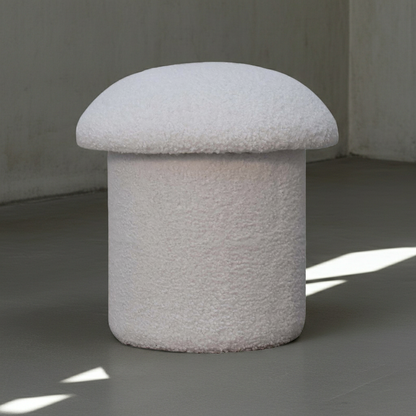 White Boucle Mushroom Footstool | Ottoman