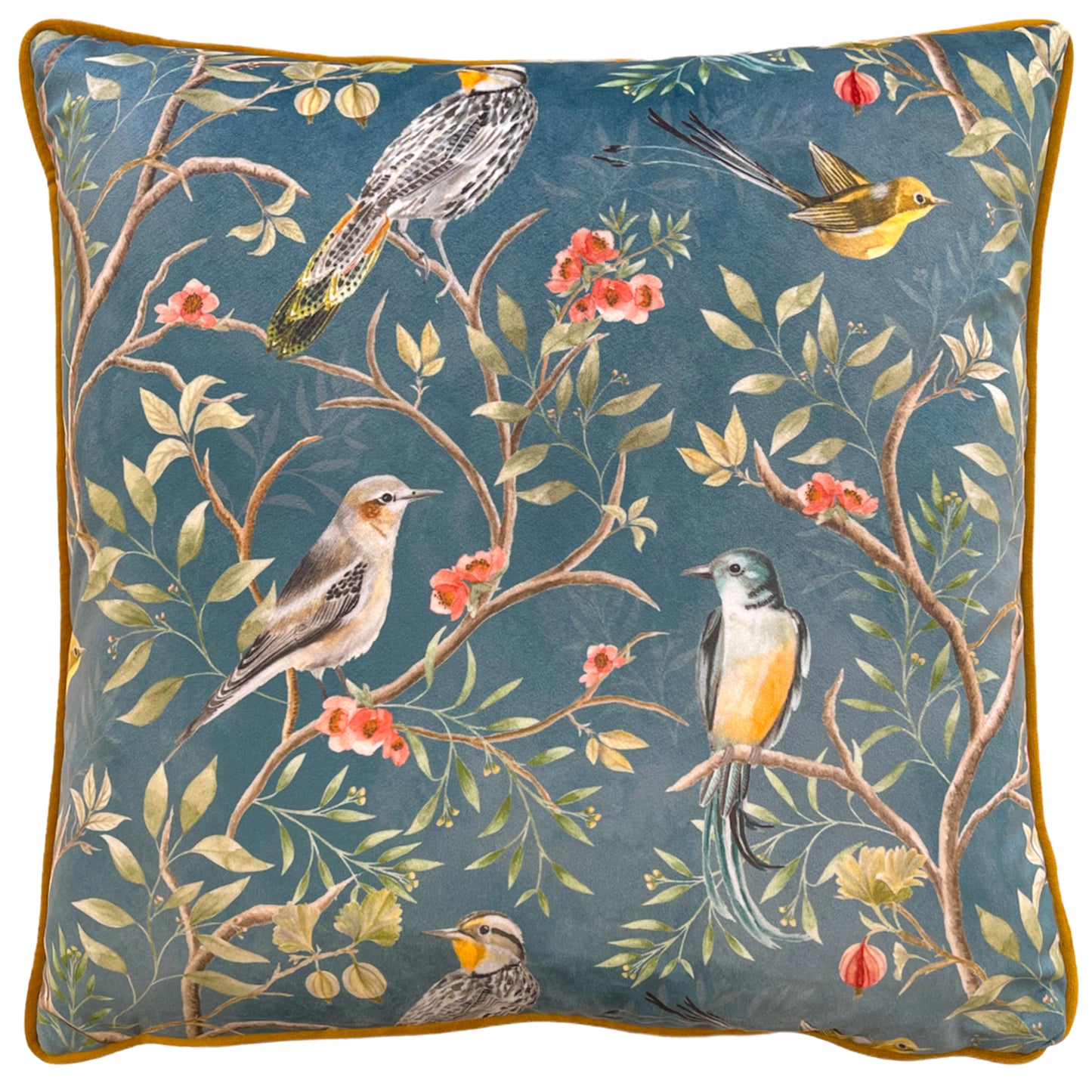 ORIENT CHINOISERIE BIRDS 43X43 CUSHION CASE SLATE BLUE