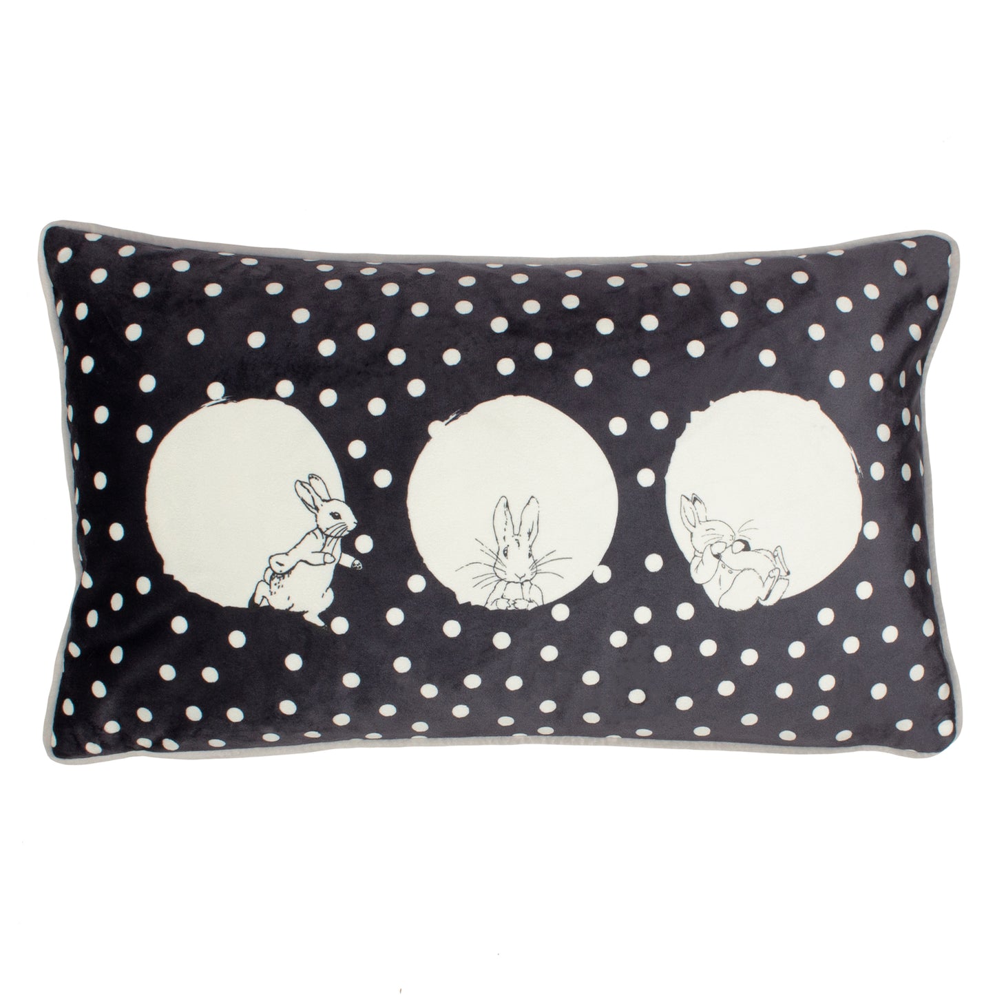 PETER RABBIT SPOT ME 30X50 CUSHION CASE CHARCOAL