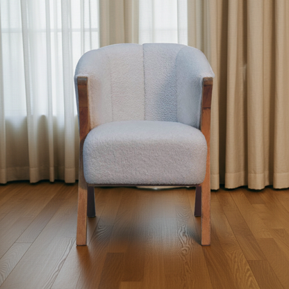 White Boucle Minimalistic Chair