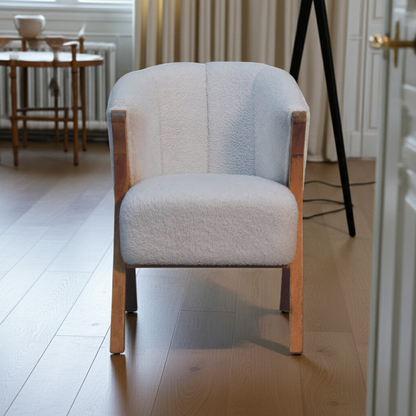 White Boucle Minimalistic Chair