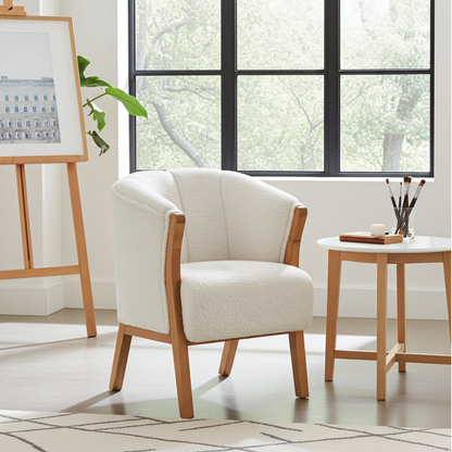 White Boucle Minimalistic Chair