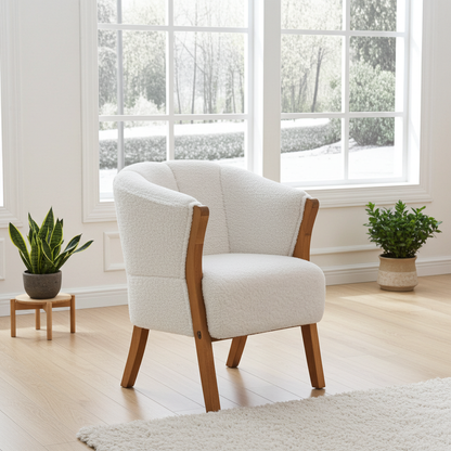 White Boucle Minimalistic Chair