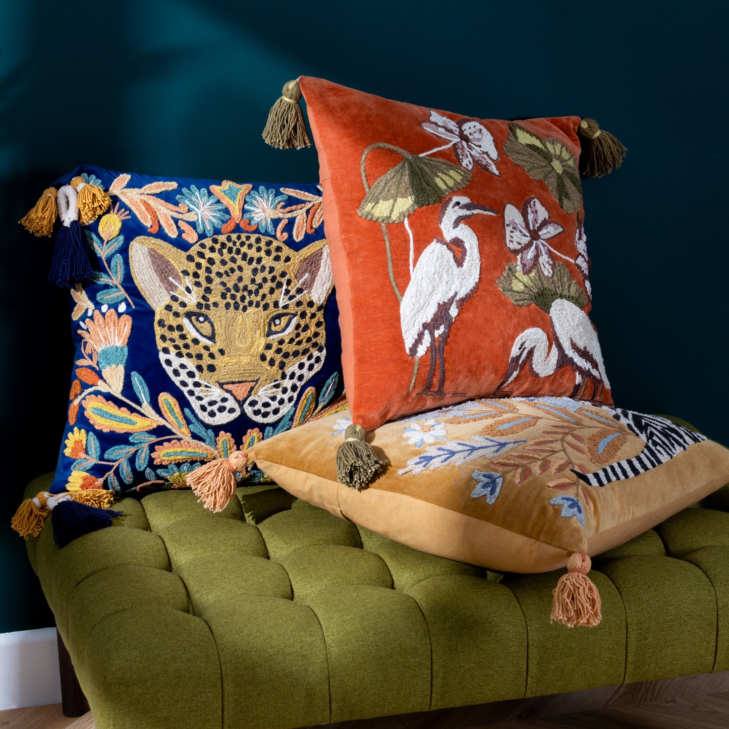 REGAL LEOPARD 50X50 CUSHION CASE ROYAL BLUE