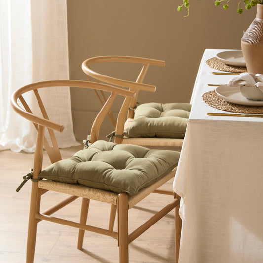 SLUB COTTON 40X40 SEAT PADS MOSS