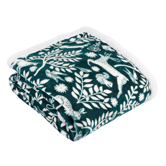 SKANDI WOODLAND SHERPA 140X180 THROW FOREST