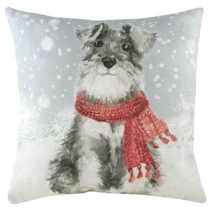 SNOWY DOG WITH SCARF 43X43 C/CASE