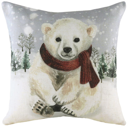 SNOWY POLAR BEAR WITH SCARF 43X43 C/CASE