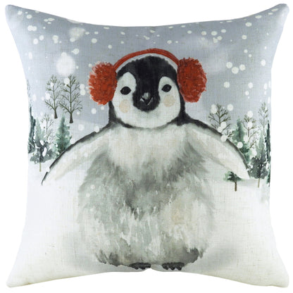 SNOWY PENGUIN WITH EARMUFFS 43X43 C/CASE