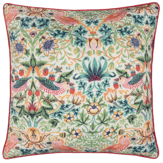 STRAWBERRY THIEF 50X50 OUTDOOR CUSHION CASE CORAL/LEAF GREEN