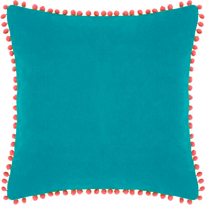 VELVET POMPOM C/C 45X45 TEAL/COR