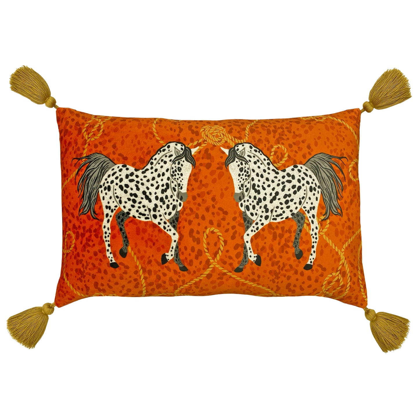 VIVID ANDALUCIAN HORSES 30X50 CUSHION CASE ORANGE