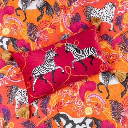VIVID ANDALUCIAN ZEBRAS 30X50 CUSHION CASE ORANGE