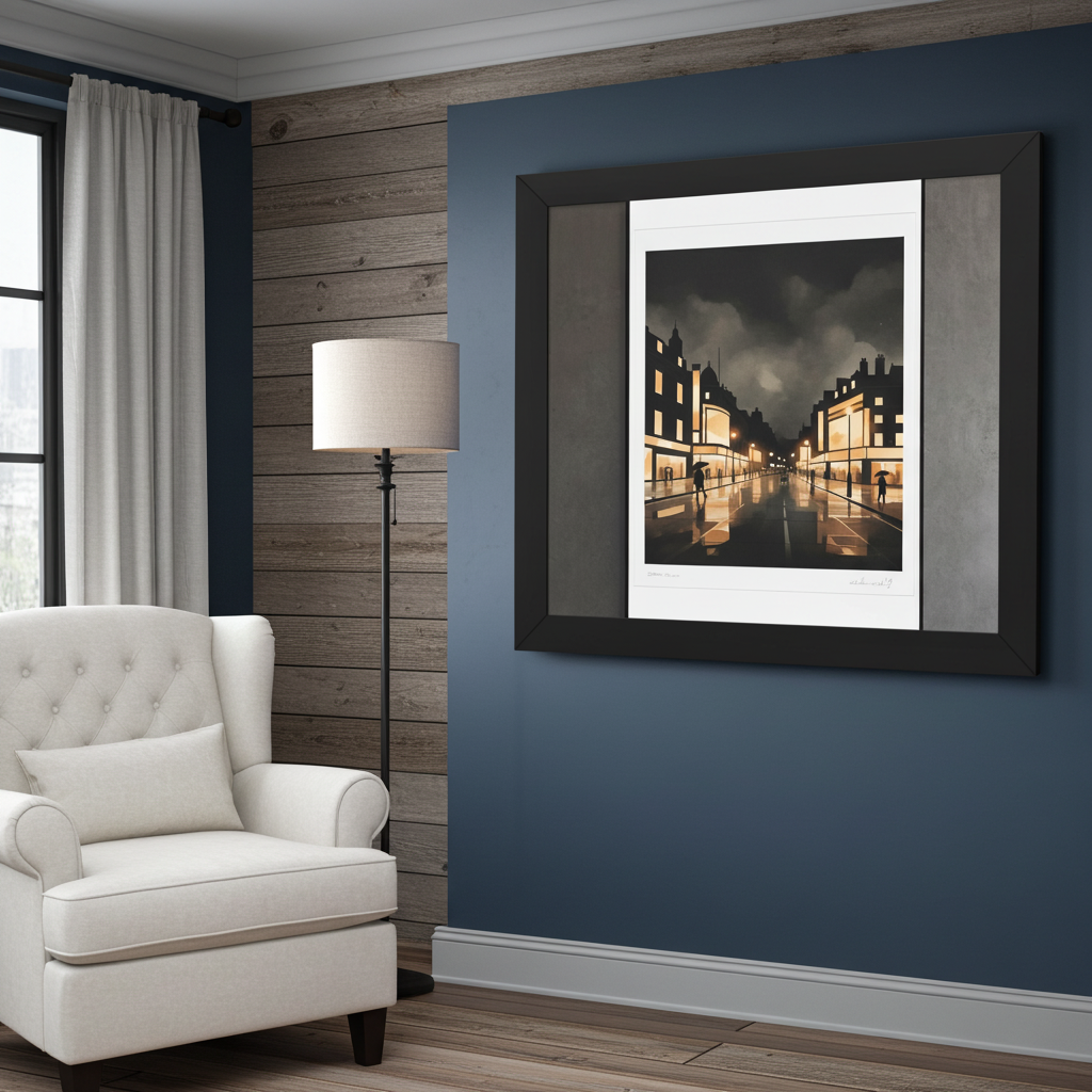 London Rainy Street at Night Framed Wall Art | Livvat Exclusive