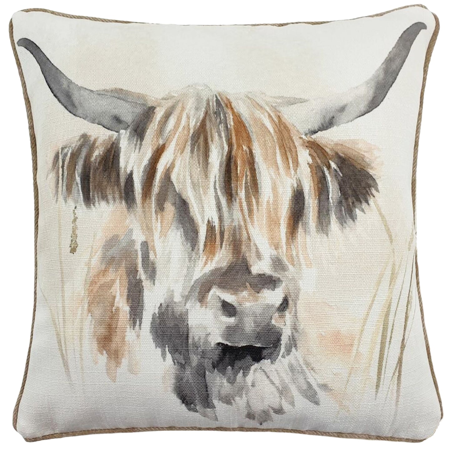 WATERCOLOUR HIGHLAND COW 43X43 C/CASE