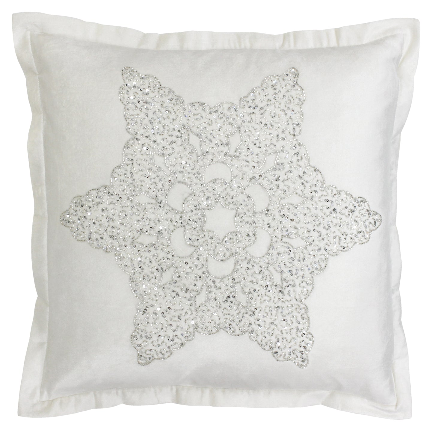 W/LAND SNOWFLAKE 50X50 CUSHION CASE WHITE