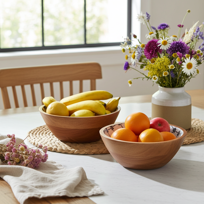2x Lacquered Flower Bowl Set