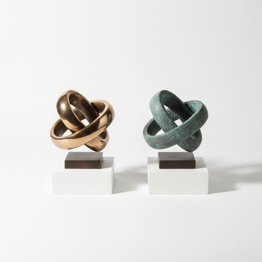 Abstract Bronze Lovers Knot Sculpture