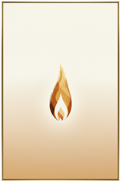 Abstract golden candle flame wall art print