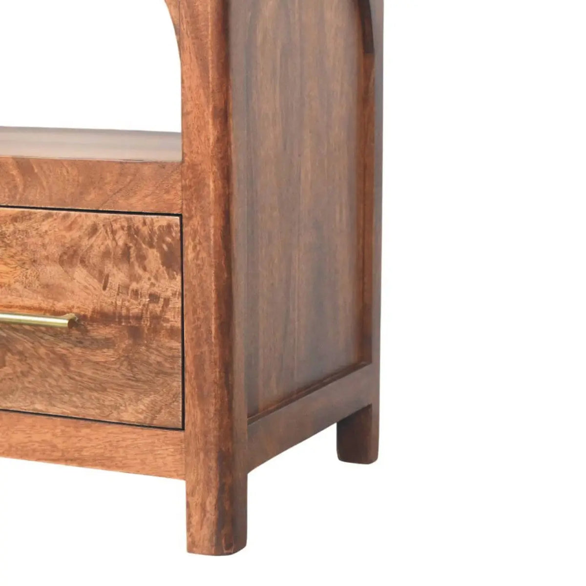 Arc-Line TV Stand Media Console Solid Mango Wood Roasted Almond Curved