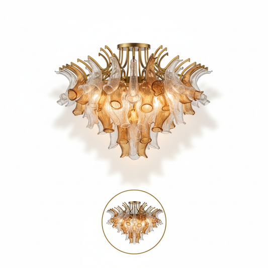 Artisan Brass & Murano Glass Chandelier