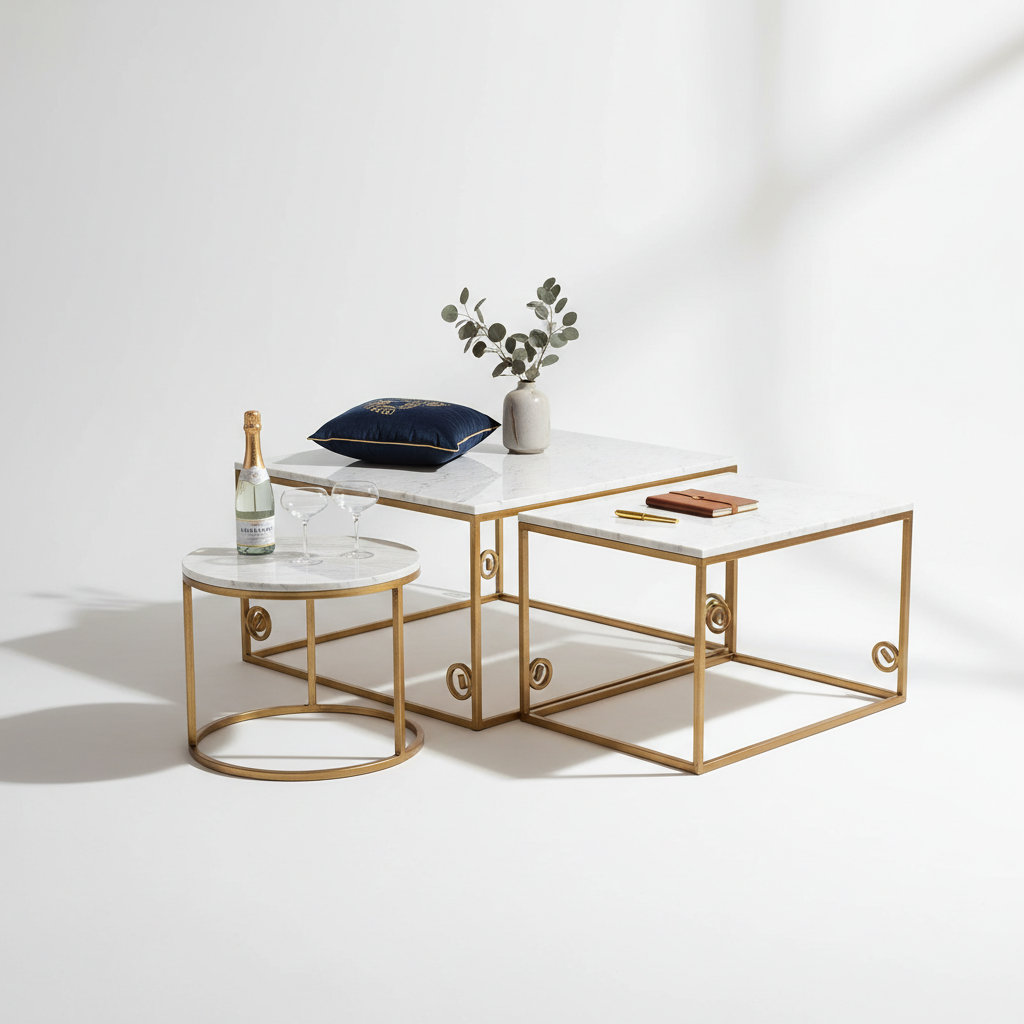 Artisan Gilded Iron Nesting Tables