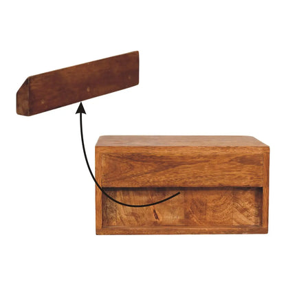 Aurelia Wall Mounted Bedside Table Nightstand Solid Mango Wood Bedroom