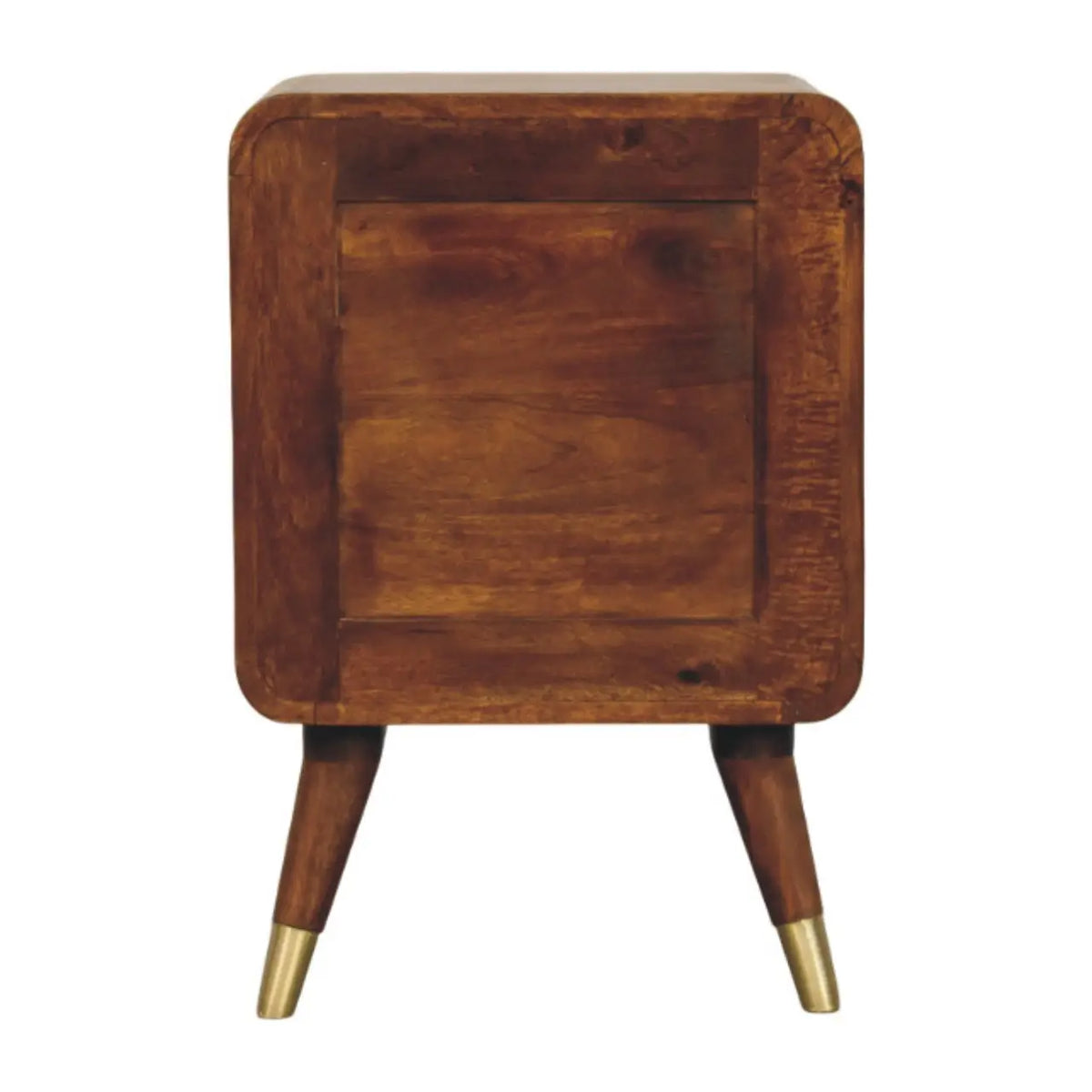 Avora Brass Embossed 2 Drawer Chestnut Nightstand | Bedside Table