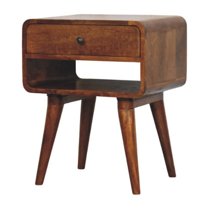 Avora Chestnut Nightstand with Drawer and Open Slot