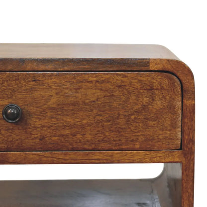 Avora Chestnut Nightstand with Drawer and Open Slot