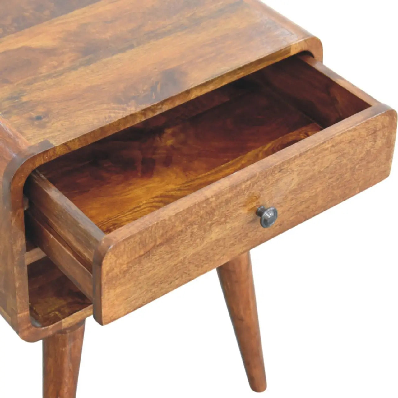 Avora Chestnut Nightstand with Drawer and Open Slot