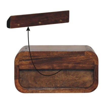 Avora Mini Wall Mounted Chestnut 1 Drawer Nightstand | Bedside Table