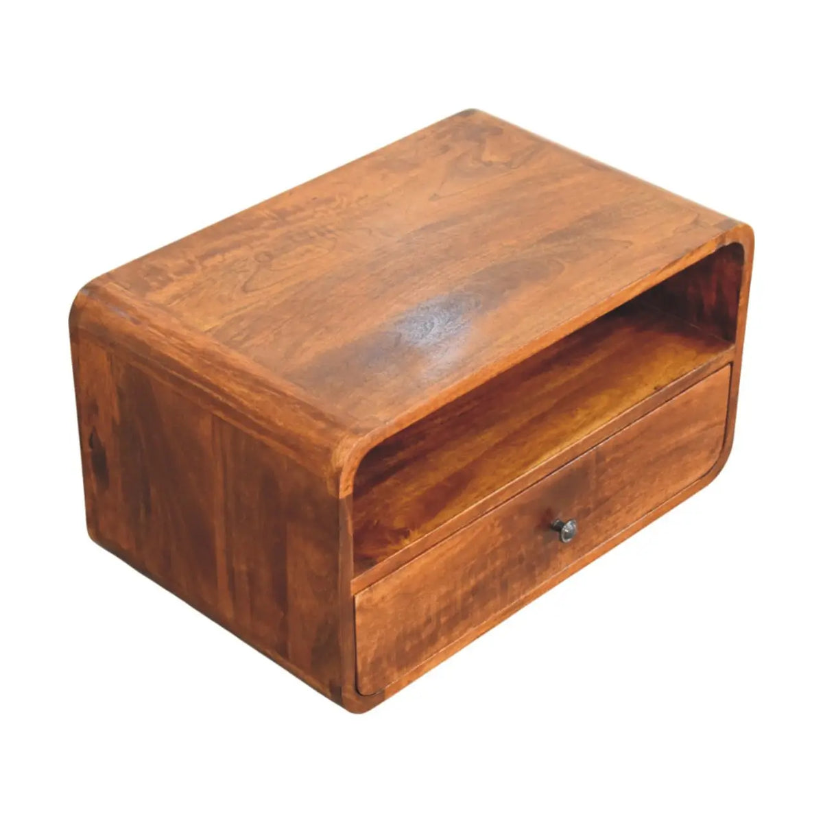 Avora Wall Mounted Chestnut Nightstand | Bedside Table