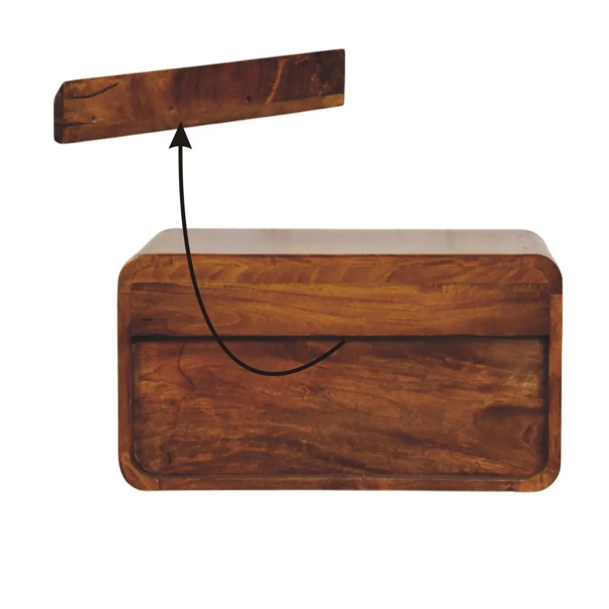 Avora Wall Mounted Chestnut Nightstand | Bedside Table