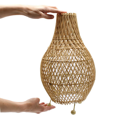 Handwoven Rattan Table Lamp – Natural