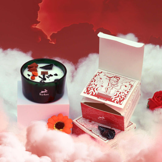 Crystal Floral Candle – Red Jasper & Black Agate | Blooming Inferno