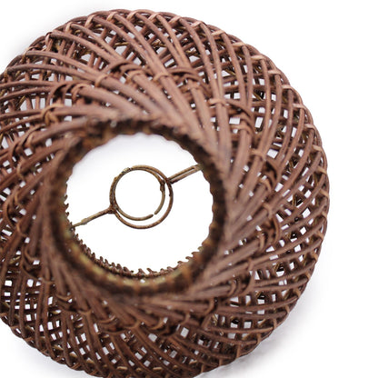 Handwoven Rattan Table Lamp – Dark Brown