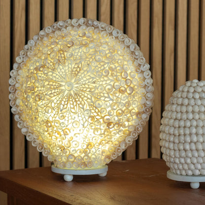 Boho Seashell Table Lamp – Cut Art Shell Large Round