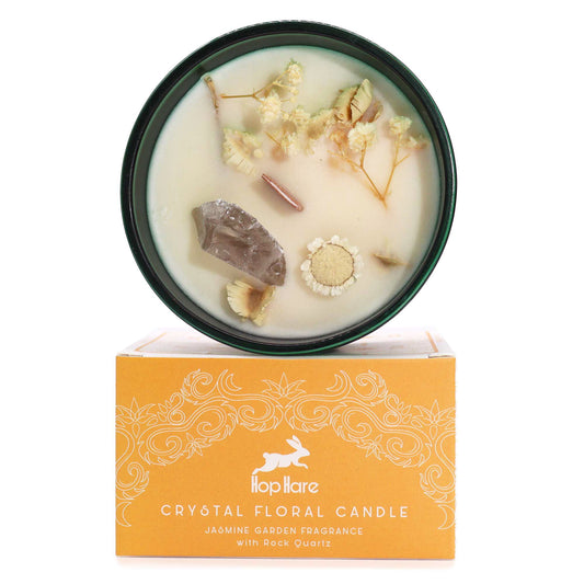 Crystal Floral Candle – Rock Quartz | Jasmine Garden