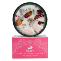 Crystal Floral Candle – Rose Quartz & Rose | Rose Meadow