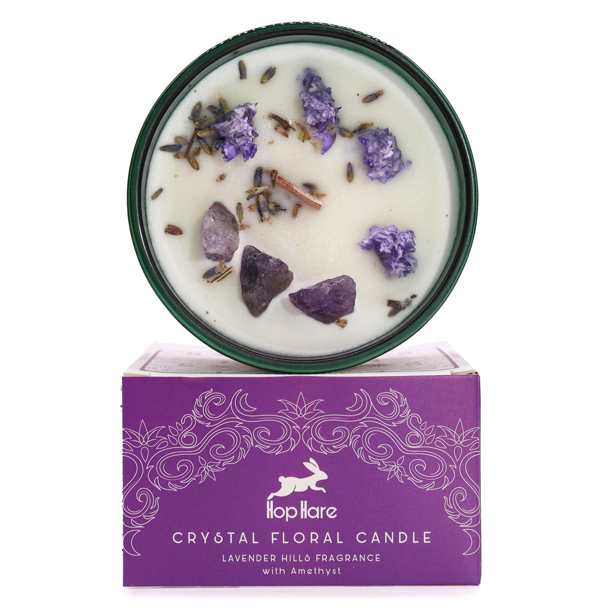 Crystal Floral Candle – Amethyst & Lavender | Lavender Hills