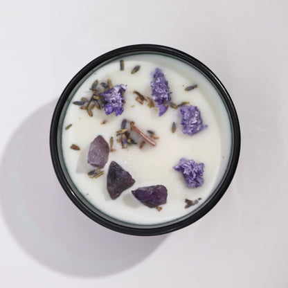 Crystal Floral Candle – Amethyst & Lavender | Lavender Hills