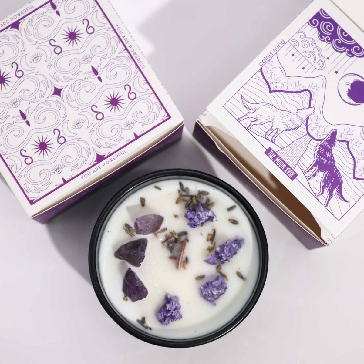 Crystal Floral Candle – Amethyst & Lavender | Lavender Hills